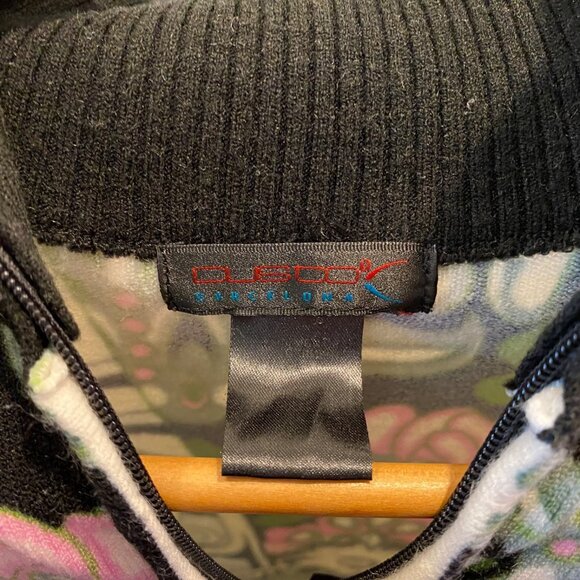 Custo Barcelona Jacket Sweater Multicolor Sz S Full Zip Art Beaded Floral Unique - Picture 3 of 16